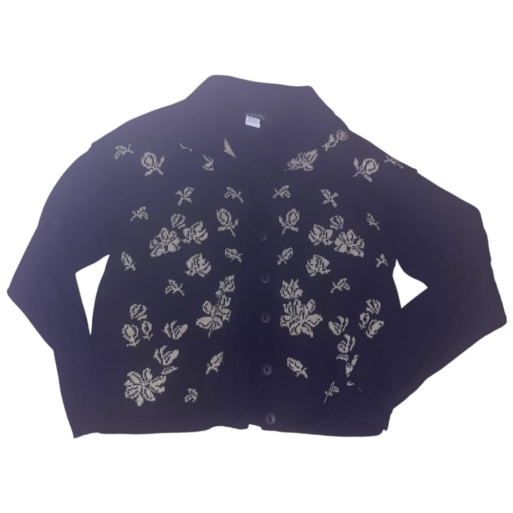 Modiano montage floral knitted equestrian button front cardigan